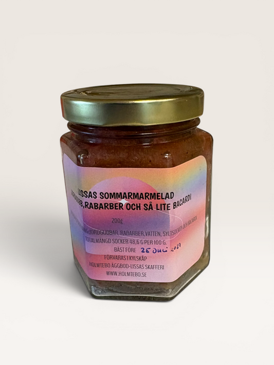 Lissas Sommarmarmelad (Rabarber, Jordgubbar & Bacardi) 200g